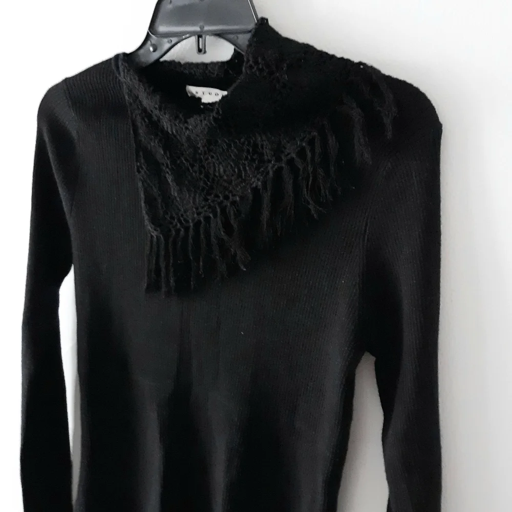 Silk Fringe Scarf Knit Sweater Fall Winter